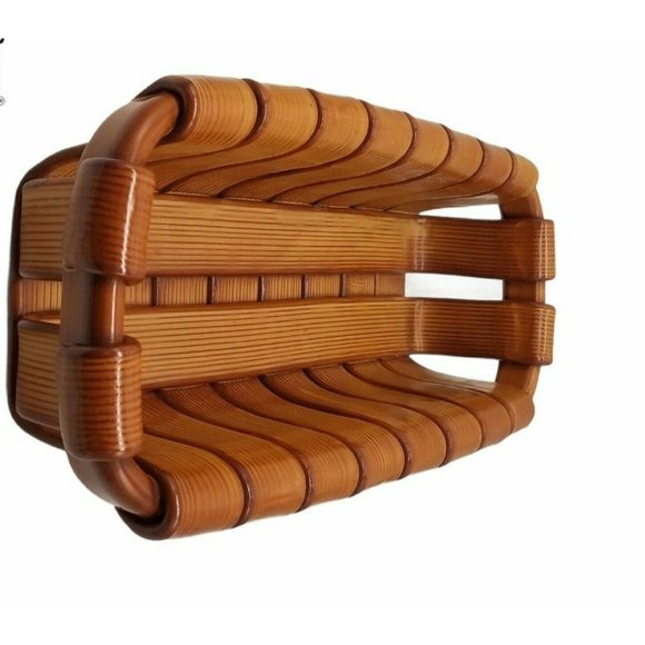 Italian Pottery Woven Glazed Bread Basket Brown Cardinal Inc Italy - Picture 3 of 5